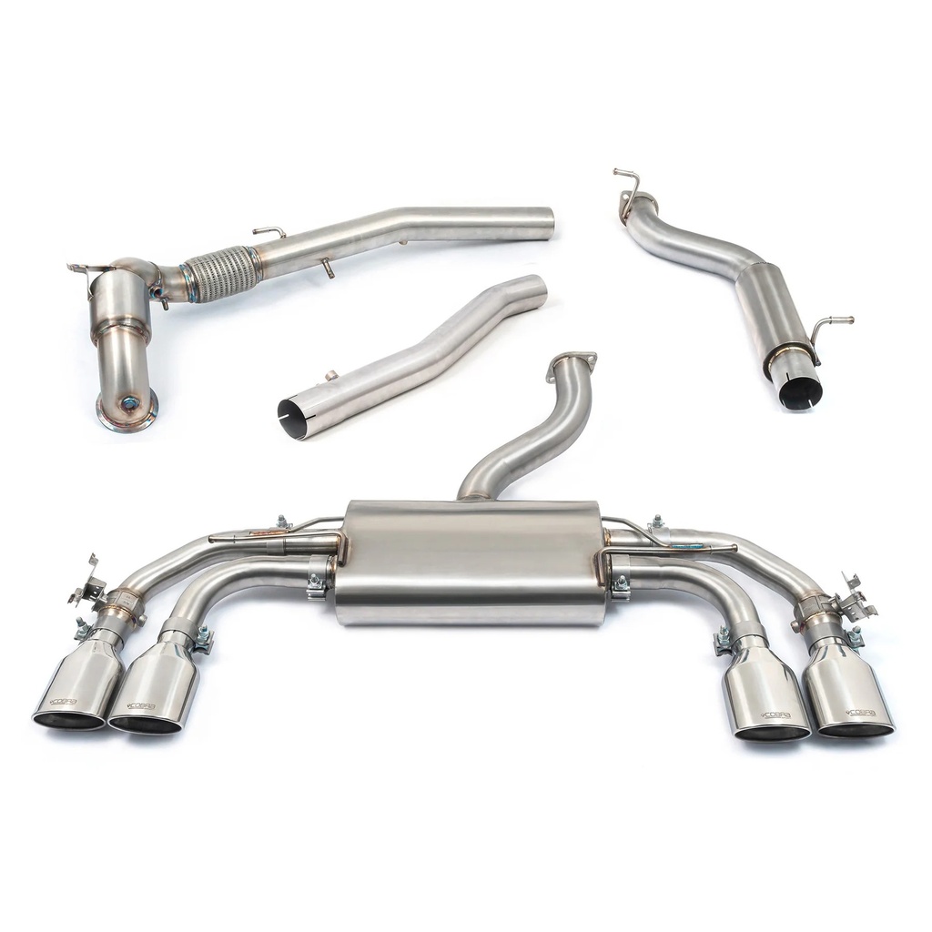 Cobrasport Volkswagen Golf R MK8 (20>) Valved Turbo Back System - Sports Cat - Non-Resonated
