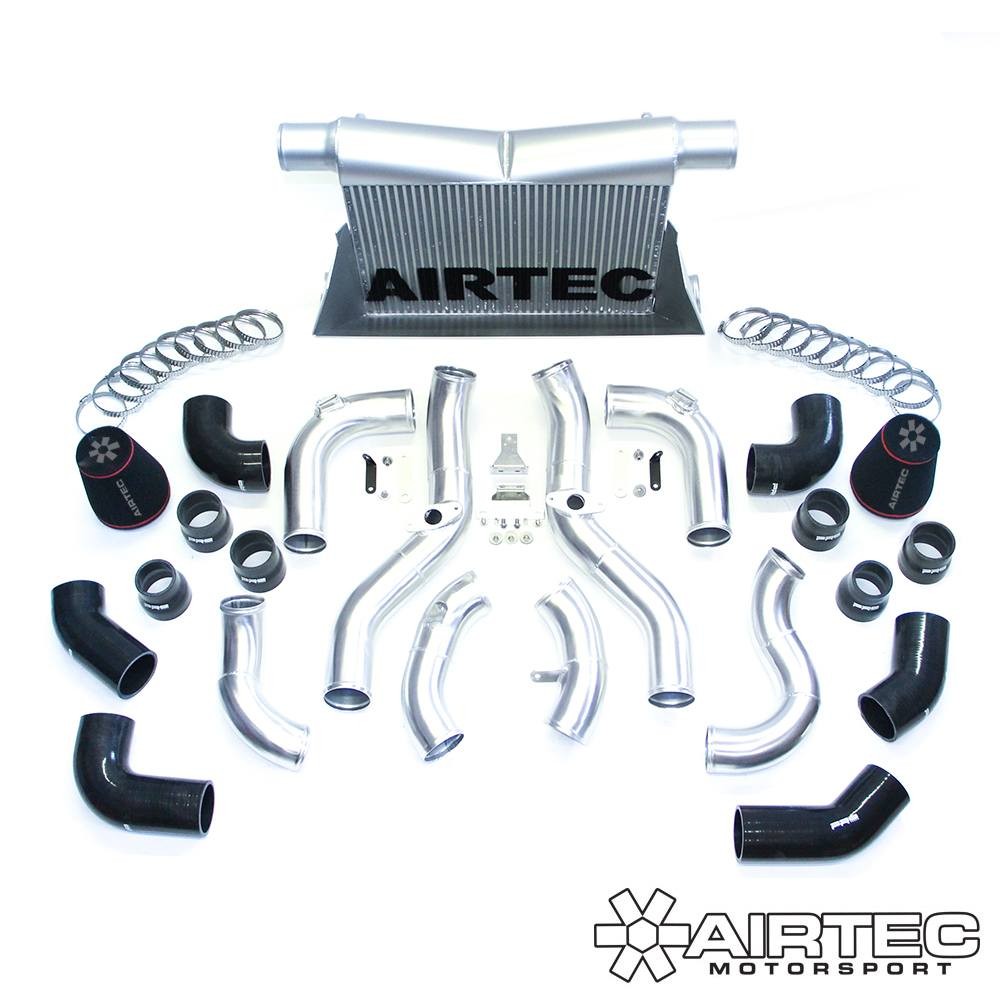 [AIR-422032] AIRTEC Motorsport Ultimate-Series Front Mount Intercooler for Nissan R35 GT-R - ATINTNIS02 (Blue AIRTEC Logo, Option 1 - Use OEM (Stock) BOVs, Natural Silver)